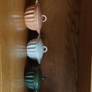 Hearth & Hand Ceramic Mini Casserole Trio - Pink, White, Green